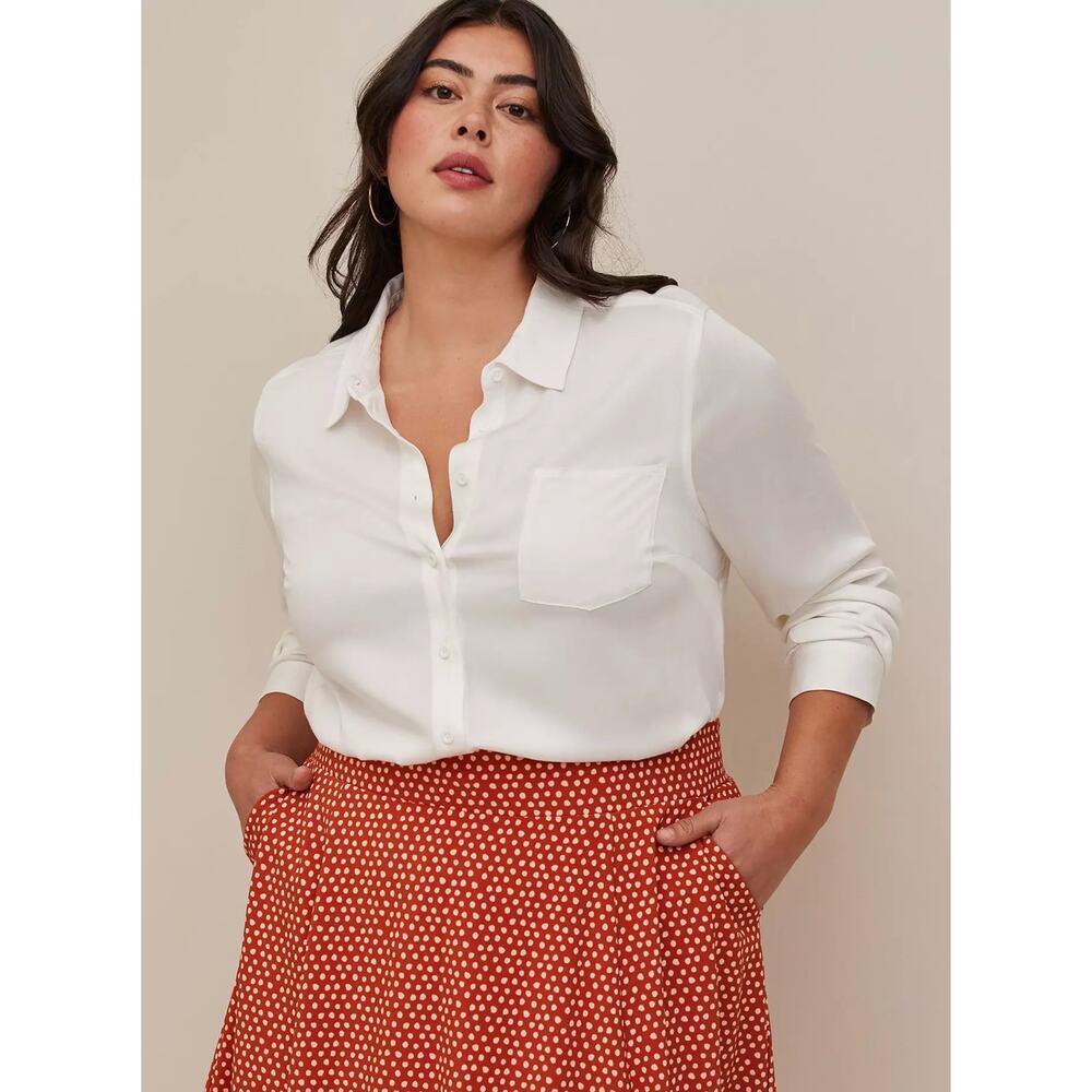 Torrid Midi Studio Refined Crepe Skirt Cinnamon Size 2X NWT - Picture 4 of 10